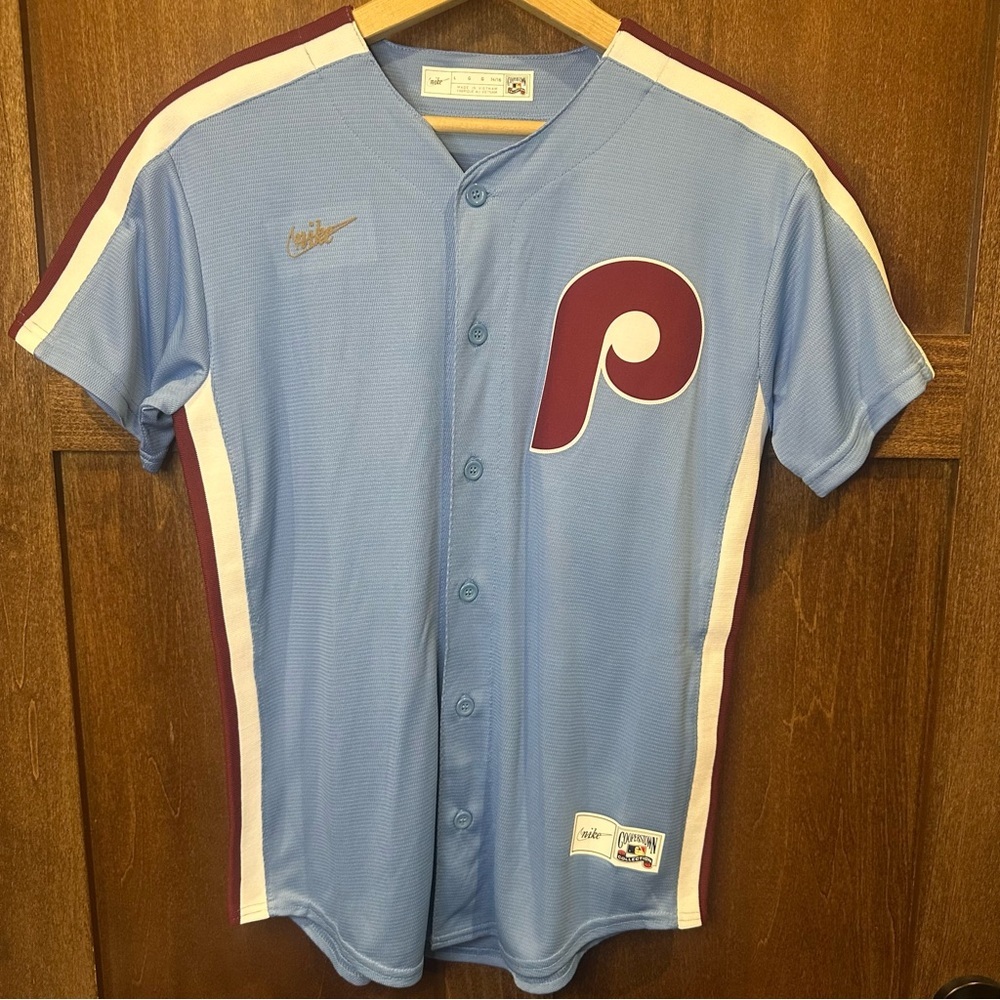 Nike Phillies Retro Powder Blue Cooperstown Collection Jersey - Youth Lg 14/16